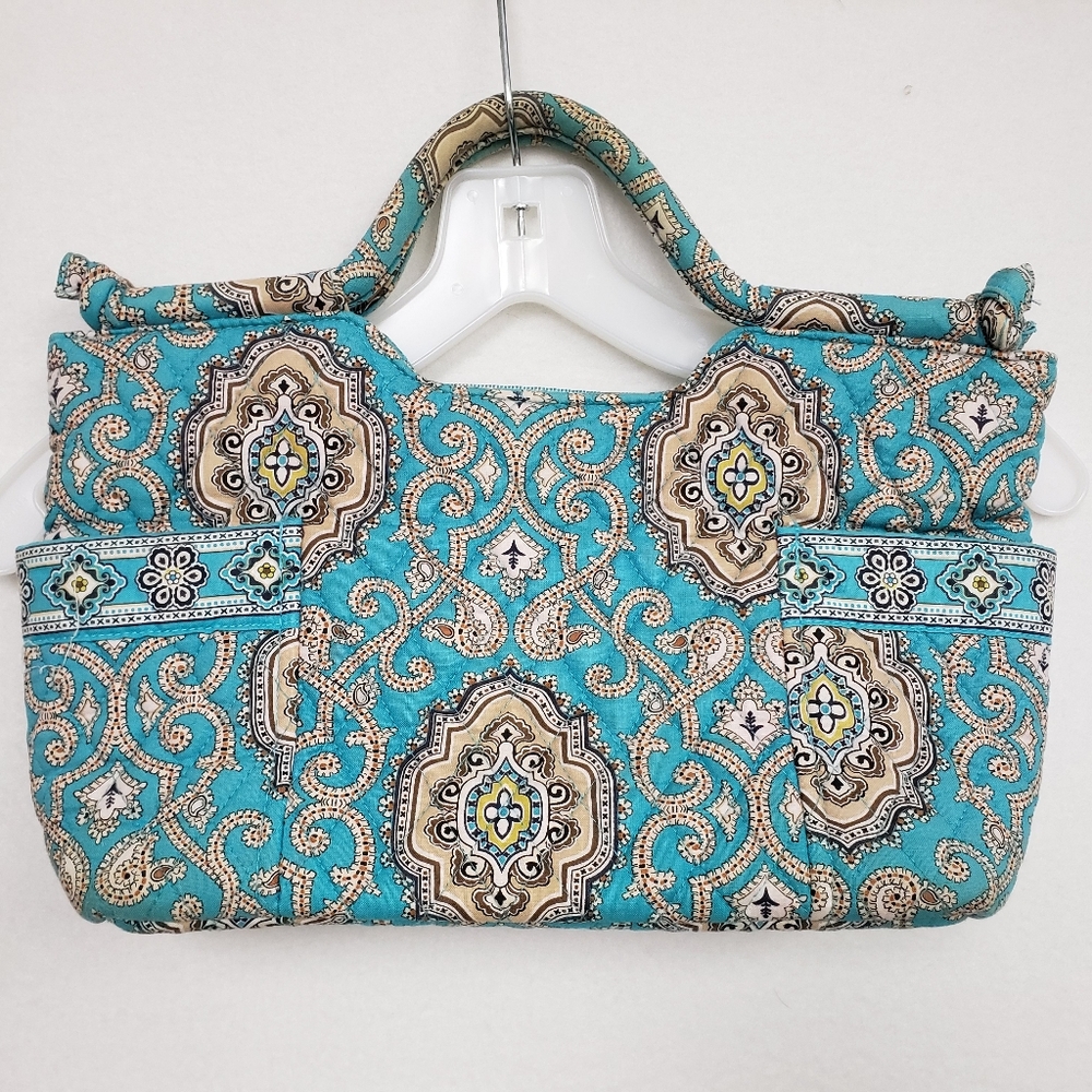 Vera Bradley Gabby Shoulder Totally Turq Pattern Blue Quilted Tote Bag Purse